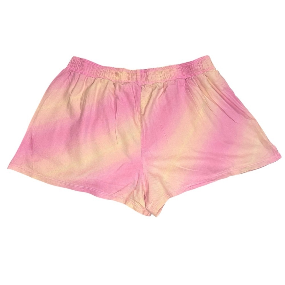PINK Victoria’s Secret Tie Dye Pink Yellow Ombre Cozy Sleep Shorts Loungewear - Picture 3 of 7